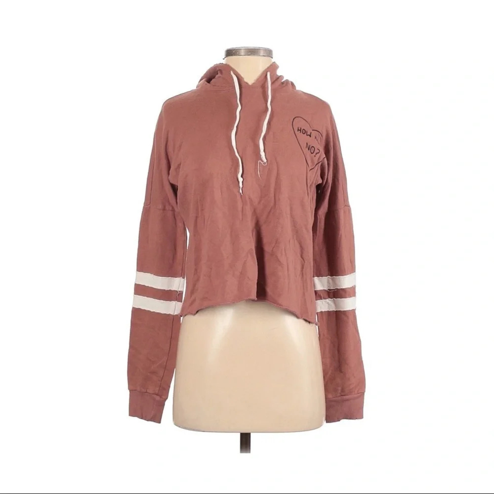 Lucky Brand How About No Distressed Cropped Hoodie
